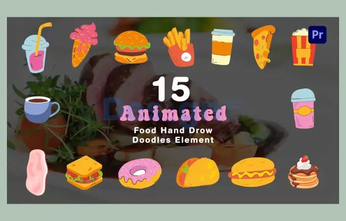 Fast Food Doodle Elements Stock Animation Scene
